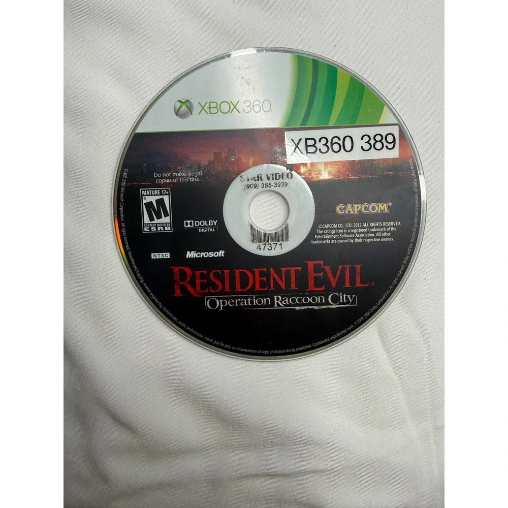 Resident Evil Operation Raccoon City Microsoft Xbox 360 Game Disc Only Capcom